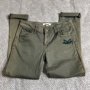 Forever 21 Olive Green Military Inspired Jeans Cropped Mid Rise Jeans Size 27